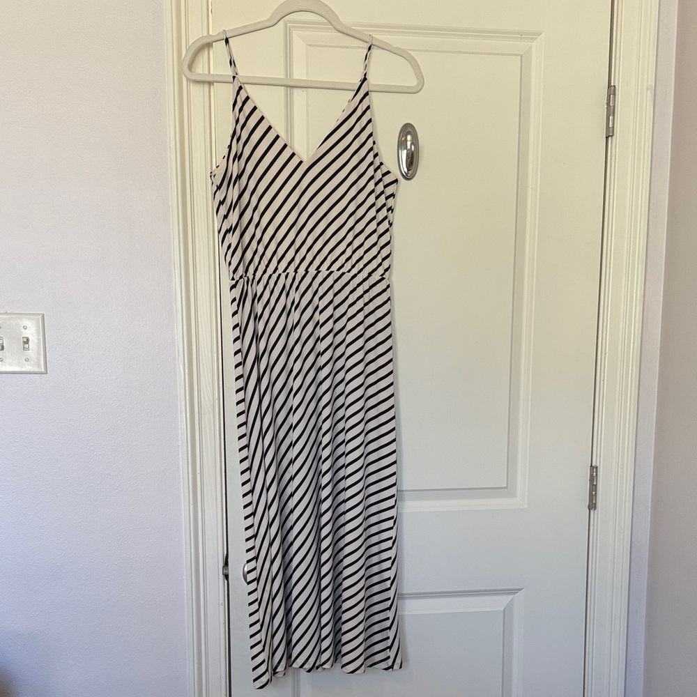H&M Black and cream Striped Maxi Dress